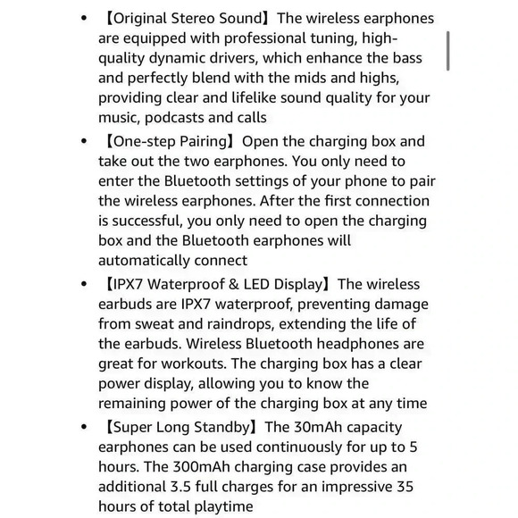 Wireless Earbuds Bluetooth Headphones Ear Buds‎ LED Power Display Charging Case - Picture 10 of 12